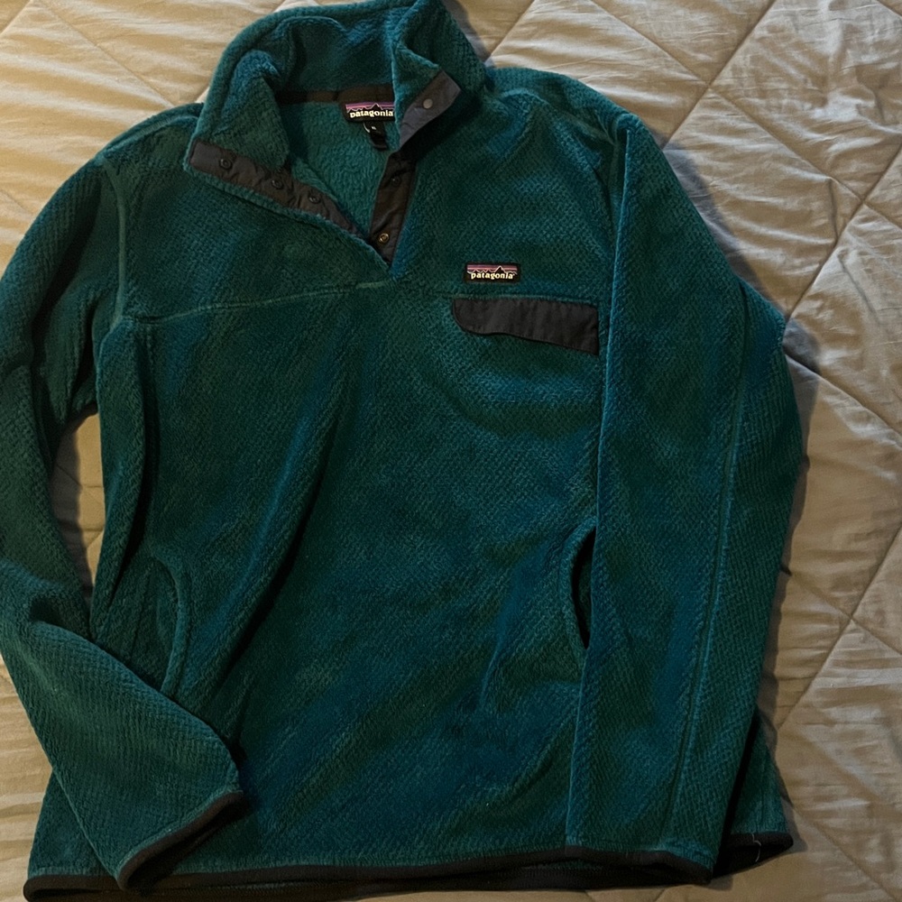 Patagonia Teal Button-Up Pullover